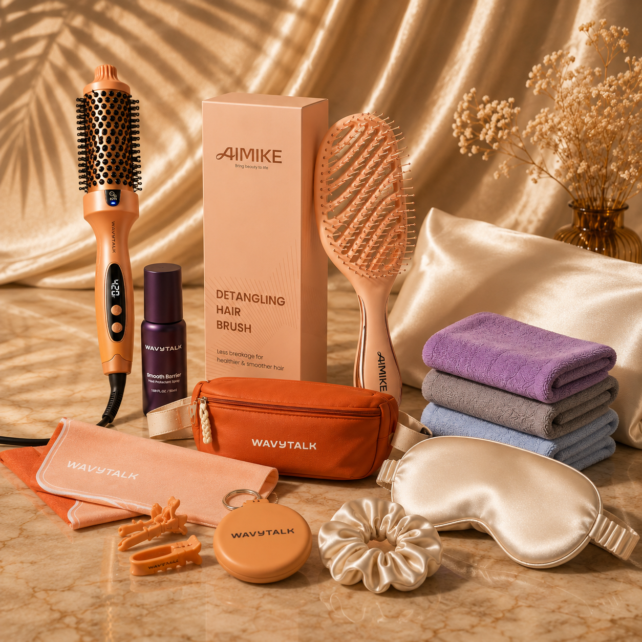 Kit Salón en Casa — Cepillo Térmico + Set de Satín para el Cabello